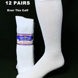 12 Pairs Mens Physicians Choice OVER THE CALF Cotton Diabetic Socks USA Made